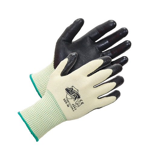 GLOVE ATA LYCRA 13 CUT;BLACK FOAM NITRILE PALM - Latex, Supported